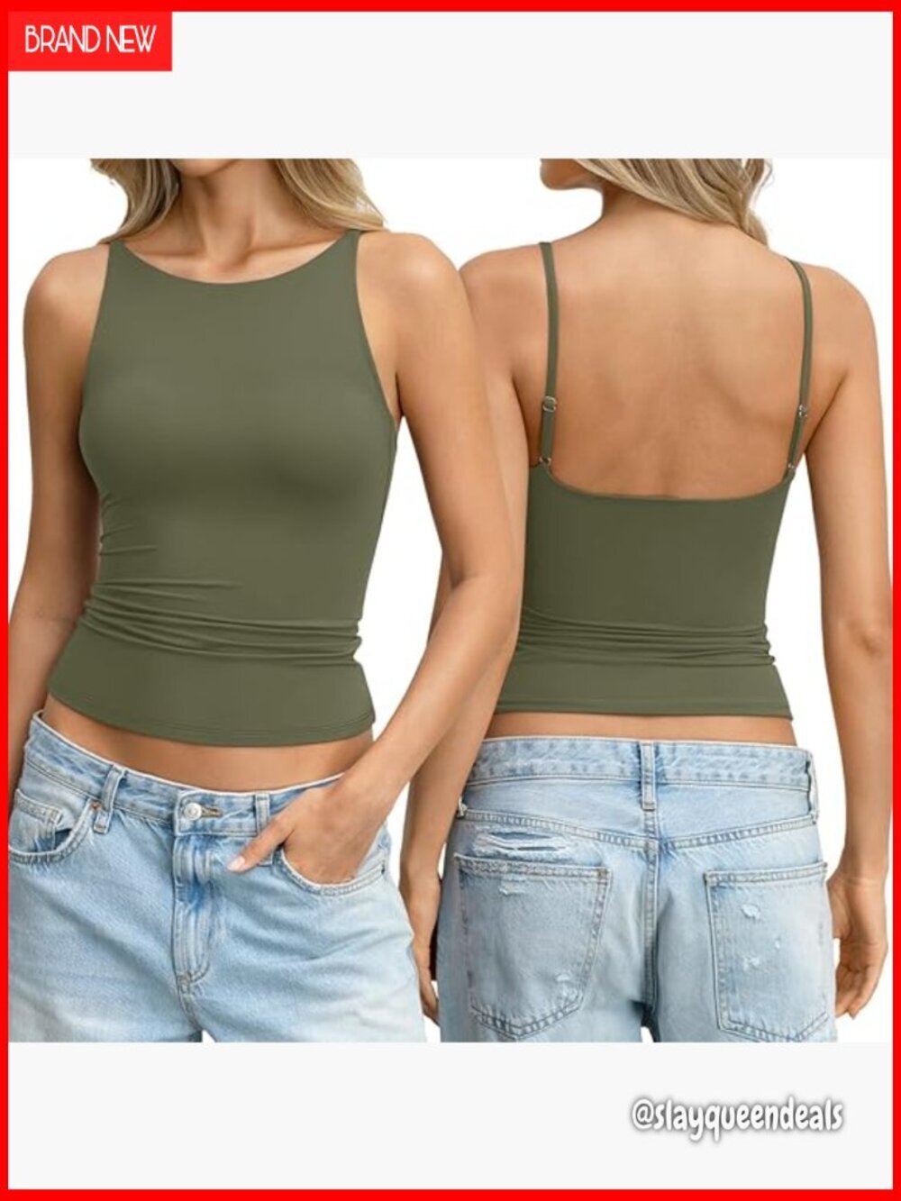 Y2K Boat Neck Backless Tank Top Spaghetti Strap Fitted Camisole